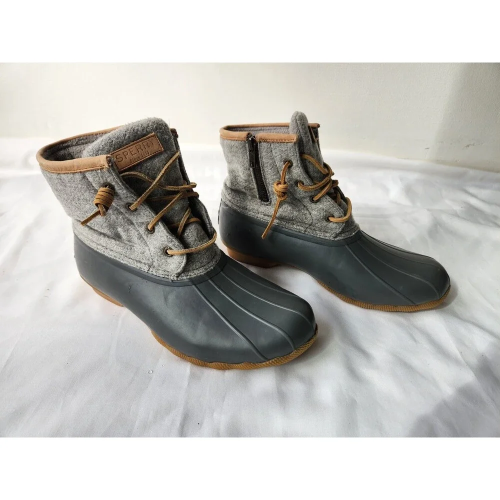 Sperry Top-Sider Women's 9 Gray Saltwater Wool Embossed Insulated Duck Boots